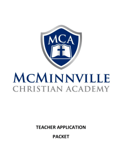 teacher application packet - McMinnville Christian Academy