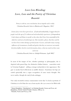 Love Lies Bleeding: Love, Loss and the Poetry of Christina Rossetti