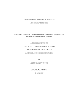 A Re-Examination of the Life and Work of Thornton Stringfellow