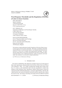 Fixed Response Thresholds and the Regulation of Division of