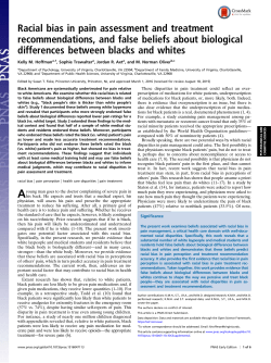 Racial bias in pain assessment and treatment recommendations