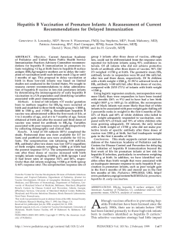Hepatitis B Vaccination of Premature Infants: A