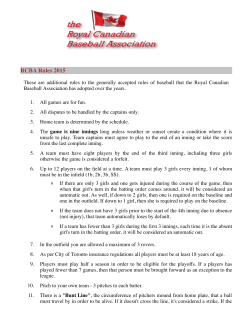 RCBA Rules - Royal Canadian Baseball Association