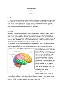Adolescent Brain Report Mr Hall 9.4 Introduction It is well known that
