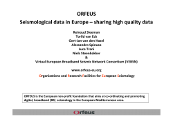 ORFEUS Seismological data in Europe &ndash; sharing high