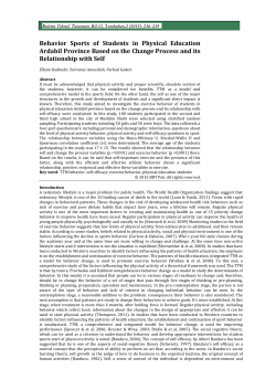 Behavior Sports of Students in Physical Education Ardabil Province