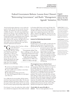 Federal Government Reform: Lessons from Clinton`s &ldquo;Reinventing