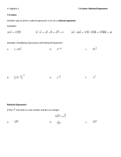 H. Algebra 2 7.4 notes: Rational Exponents 7.4 notes: Another way