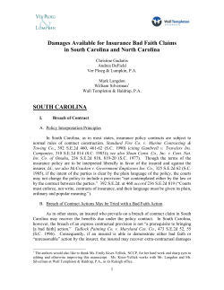 Damages Available for Insurance Bad Faith Claims in South