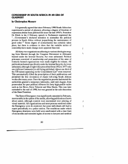 Censorship in South Africa in an Era of Glasnost