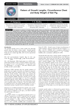 Pattern of Growth Lengths, Circumference Chest and Body Weight of