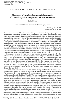 Biometrics of the digestive tract of three species of