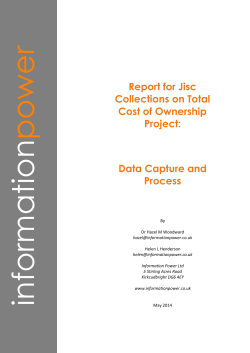 Report for Jisc Collections on Total Cost of Ownership Project: Data