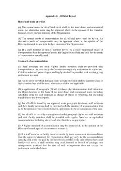 Appendix G - Official Travel Route and mode of travel (a) The normal