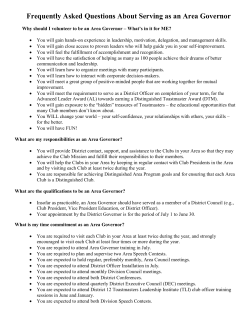 Frequently Asked Questions About Serving as an Area Governor