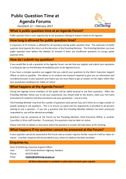 Public Question Time at Agenda Forums