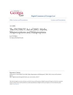 The PATRIOT Act of 2002: Myths, Misperceptions and Malapropisms