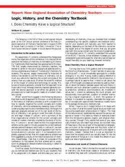 I. Does Chemistry Have a Logical Structure?