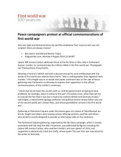 Peace campaigners protest at official commemorations of first world