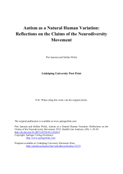 Autism as a Natural Human Variation: Reflections on the