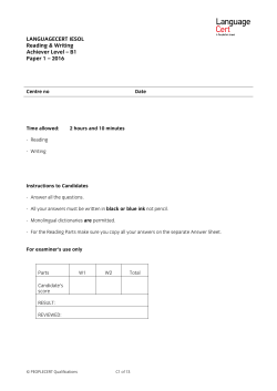 B1 Paper 1 - LanguageCert