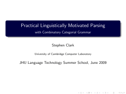 JHU Tutorial Lectures on Parsing with CCG