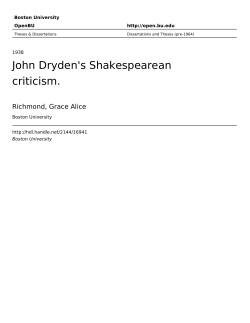 John Dryden`s Shakespearean criticism. - OpenBU