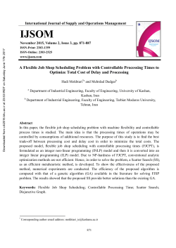 A Flexible Job Shop Scheduling Problem with Controllable