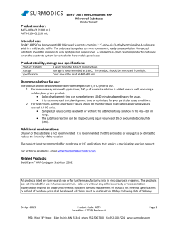 Product number: Intended use: Product stability, storage and