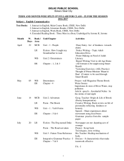 IX FOR THE SESSION 2016-2017 Subject