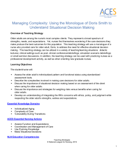 Managing Complexity: Using the Monologue of Doris Smith to