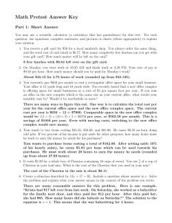 Math Pretest Answer Key