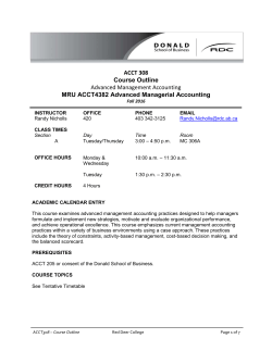 ACCT 308 Course Outline Advanced Management Accounting MRU