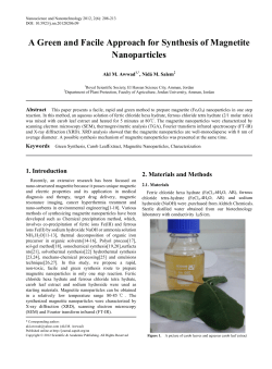 Green Synthesis, Carob LeafExtract, Magnetite Nanoparticles