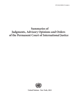 summaries of Judgments, Advisory opinions and orders of the