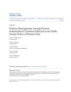 Dietary Heterogeneity Among Western - Purdue e-Pubs