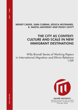 tHe City aS ConteXt: CuLture and SCaLe in neW immigrant