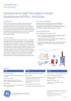 Introduction to High-Throughput Process Development (HTPD1