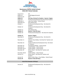 2016-2017 School Calendar - Renaissance Elementary Charter