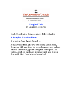 Tangled Tale By Leighton McIntyre Goal: To calculate distance