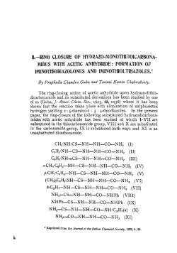 n.-RING CLOSURE OF HYORAZO-MONOTHlomCARBONA