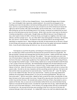 April 5, 2016 Courtney Baechler Testimony On October 11, 2015 our
