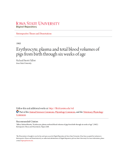 Erythrocyte, plasma and total blood volumes of pigs from birth