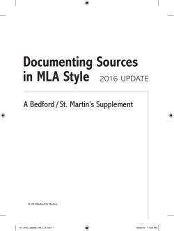 Documenting Sources in MLA Style 2016 UpDATe