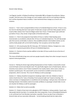 Dearest Indian Railway,, I am Regular traveller in Railway