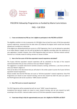 PISCOPIA Fellowship Programme co-funded by Marie Curie