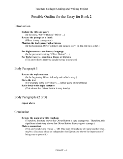 Possible Outline for the Essay for Book 2