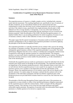 Consideration of Acquisition Cost in Measurement of Insurance