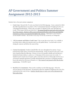 AP Government and Politics Summer Assignment 2012-2013