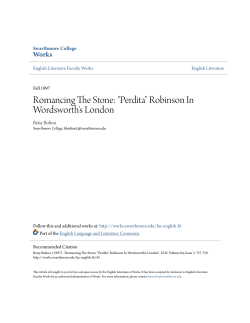 Romancing The Stone: "Perdita" Robinson In Wordsworth`s London
